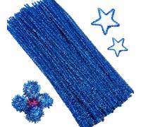 100PCS Pipe Cleaners,Pipecleaners,Pipe Cleaners for Craft,Craft Pipe Cleaners,Pipe Cleaners for Craft,Colored Chenille,for DIY Craft Projects, Christmas Ornament Making,30 cm x 6 mm,Blue