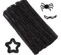 100PCS Pipe Cleaners,Pipecleaners,Pipe Cleaners for Craft,Craft Pipe Cleaners,Pipe Cleaners for Craft,Colored Chenille,for DIY Craft Projects, Christmas Ornament Making,30 cm x 6 mm,Black