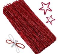 100PCS Pipe Cleaners,Pipecleaners,Pipe Cleaners for Craft,Craft Pipe Cleaners,Pipe Cleaners for Craft,Colored Chenille,for DIY Craft Projects, Christmas Ornament Making,30 cm x 6 mm,Red