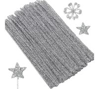 100PCS Pipe Cleaners,Pipecleaners,Pipe Cleaners for Craft,Craft Pipe Cleaners,Pipe Cleaners for Craft,Colored Chenille,for DIY Craft Projects, Christmas Ornament Making,30 cm x 6 mm,Silvery