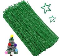 100PCS Pipe Cleaners,Pipecleaners,Pipe Cleaners for Craft,Craft Pipe Cleaners,Pipe Cleaners for Craft,Colored Chenille,for DIY Craft Projects, Christmas Ornament Making,30 cm x 6 mm,Green