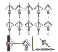 100Pcs Plasterboard Fixings Wall Plugs and Screws Set, Heavy Duty Drywall Anchors with Anti-Rotation Expansion Design, Cavity Wall Fixings Kit for Pl