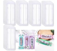 100Pcs Plastic Clear Rectangle Domes Self-Adhesive Lip Balm Pouches Money Holder for DIY Craft Gift Cards Christmas Waterproof Double-Sided Adhesive Domes Cover for Money Holder Ornament Decor (Large)