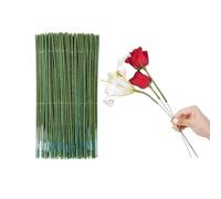 100Pcs Plastic Floral Stems Wire, 25cm/9.8Inch Artificial Flower Rod, Paper Flower Stem Flower Stem Wire Making Accessories Artificial Green Crafts Wire Wreath Making Supplies for Flower DIY(25CM)