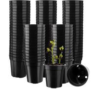 100Pcs Plastic Flower Pots 2.1In Mini Plastic Plant Pot Small Flower Pots Round Plant Nursery Pots with Drainage Holes for Seeds Seedling Vegetabels Herbs Garden Succulent Plants(Black)