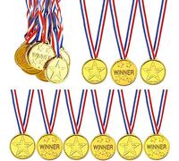 100Pcs Plastic Gold Medals Kids Children's for Classroom School Sport Day Star Winners Kids Sports Day Olympic Game Prizes Awards Toys Bag Fillers