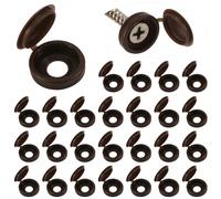 100pcs Plastic Hinged Screw Cover Caps, Folding Snap Covers for Screw Heads Protection (Dark Brown)