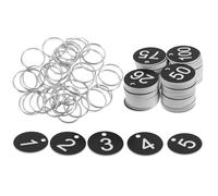 100pcs Plastic Key Tags Round Metal Rings, Numbered Black