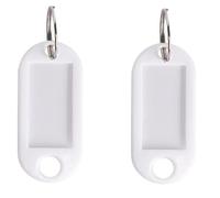 100Pcs Plastic Keyring Tags with ID Label White Key Tags with Blank Paper ID Labels 5cm Luggage Id Labels Name Tags Id Tags Key Rings for Luggage Pet Id Name Office Key.