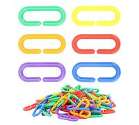 100Pcs Plastic Links, Chain Bird Toy CClips Hooks Links, Toys Educational Chewing C-Clips E Onal