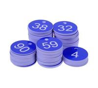 100pcs Plastic Numbered Key Tags 1-100 Blue Round Labels