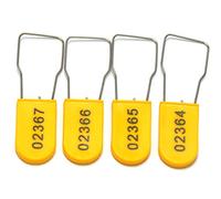 100PCS Plastic Padlock Security Seals Numbered Metal Wire Padlock Seals Disposable Tamper-Evident Lock Tags for Door, Access Cabinets, Utility Meters Seal Yellow