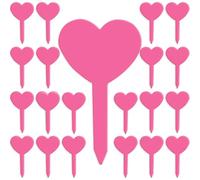 100Pcs Plastic Plant Labels Heart-Shape Plant Markers Waterproof Garden Tags Stake Labels for Potted Vegetable Flower Outdoor Plants, Pink