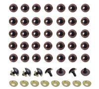 100Pcs Plastic Safety Eyes Craft Eyes with Washer for DIY Stuffed Animal Making (Brown 16mm)