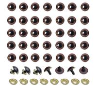 100Pcs Plastic Safety Eyes Craft Eyes with Washer for DIY Teddy Bear Puppet Stuffed Animal (Brown 20mm)