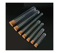 100Pcs Plastic Test Tubes with Corks Dia 12mm To 25mm clear Bottle with Round Bottom(15X150mm)