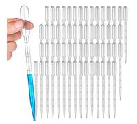 100Pcs Plastic Transfer Pipettes, 5 ML Disposable Plastic Dropper Disposable Transparent Graduated Pipettes for Watercolor Art DIY Liquids Laboratory Experiment Transparent