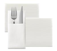 100Pcs Pocket Napkins, Disposble Cloth Like Napkins Built-in Flatware Pocket, 40 * 40cm Wedding Party Linen Feel White Napkin, Prefolded for Silverware