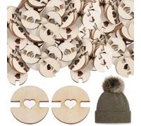 100Pcs Pom Poms Buttons for Hats, Sew-On Buttons for Crochet Projects, Knitting Accessories for Knitting Beanies Caps, Wooden Holder with Detachable Design, Gift for Craft Enthusiasts