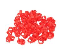 100pcs Poultry Feet Rings PP Plastic Reusable Chicken Duck Goose Leg Bands for Identification (Red)