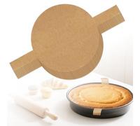 100pcs Precut Circle Cake Pan Liners, 8in Parchment Paper for Baking Round Non-Stick Loaf Pan Tortilla Press Liners Ideal Sheets with Lift Tabs for Baking Toast Bread Banana Cookies (Brown)