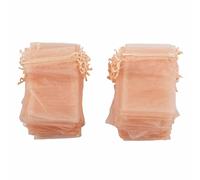 100PCS Premium Organza Bags 10x15cm Transparent Drawstring Jewelry Pouches Wedding Party Favor Gift Bags Elegant Mesh Storage (Rose Gold)