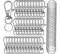 100PCS Premium Swivel Lanyard Snap Hook with Key Rings, Metal Hooks Keychain Hooks for Lanyard Key Rings Crafting