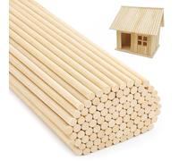 100Pcs Premium Wooden Dowel Rods 3mm x 300mm Unfinished Craft Sticks for DIY Model Making Cake Tier Support Home Decor & Handcraft Projects