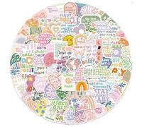 100pcs Preppy Aesthetic Stickers Pack, Waterproof Vinyl Decals for Laptop Bumper, Water Bottle Computer Phone Hard Hat Car, Inspirational Pink Stickers for Girls, Women, Kids