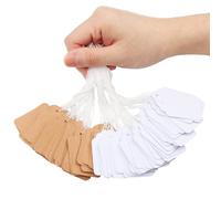 100PCS Price Tags with String, 50 Brown & 50 White Strung Marking Tags for Pricing, 1.2" x 1.9" Paper String Hang Tags for Jewelry Clothing Key Gift Merchandise Pricing