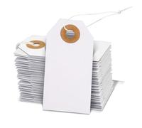 100Pcs Price Tags with String - Blank Paper Hang Cards with Reinforced Tear-Resistant Hole, Durable for Luggage, Clothing, Gifts, Jewelry Display for Shop/Home/Crafting