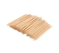 100pcs Professional Orange Wood Stick Cuticle Pusher Remover Pedicure Care Tools Accessories with Spade Shape and Cuspidal Tip for Nail Bed Cleaning Tiny Pattern Painting
