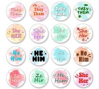 100pcs Pronoun Pins Bulk Pride Badges Buttons They Them Pronoun Pin He Him She Her Ze Hir Gender Identity and Blank Pins for Clothing, 16 Design 1.26inch, Iron Plastic, pronoun pins