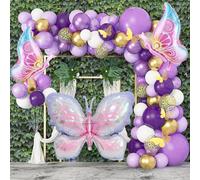 100Pcs Purple Balloons Garland Arch Kit for Butterfly Baby Shower Decorations for Girl, Butterfly Purple Confetti Metallic Balloon for Birthday Wedding Party Decoration