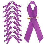 100pcs Purple Bow Awareness Lapel Pins Anti-violence Ribbon Brooch Creative Pin for