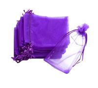 100pcs Purple Gauze Drawstring Bag 7x9cm Lightweight Gift Pouch