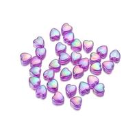 100PCS Purple Heart Shape Beads 9mm,Acrylic Loose Beads,Iridescent Resin Beads for Crafting
