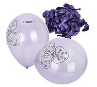 100Pcs Purple Latex Party Balloons, Ghost Head Printed Round Balloons for Birthday Wedding Decoration, Eco - Friendly Natural Latex Balloons for Graduation Bachelor Party Photo Bac