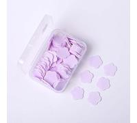 100Pcs Purple Mini Portable Travel Soap Paper Sheets,Flower Shape Disposable Paper Soap Flakes, Hand Wash Cleaning Washing Hand Toiletry Sheets Cleansers