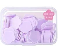 100Pcs Purple Mini Portable Travel Soap Paper Sheets,Flower Shape Disposable Paper Soap Flakes, Hand Wash Cleaning Washing Hand Toiletry sheets Foot Cleansers