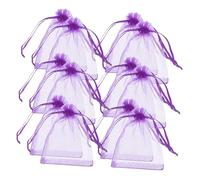 100pcs Purple Organza Drawstring Bags Sheer Candy Favor Pouches for Wedding Christmas and Parties for Jewelry and Mesh Storage
