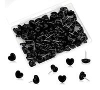 100pcs Push Pins Decorative Black Drawing Pin, Heart Shaped Cute Thumb Push Pins for Bulletin Board, Decorative Cork Board Pin for Home School Office Poster Map Memo (Black)