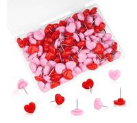 100pcs Push Pins Decorative Pink Drawing Pins,Heart Shaped Cute Thumb Push Pins for Bulletin Board,Decorative Cork Board Pins for Home School Office Poster Map Memo (Pink)