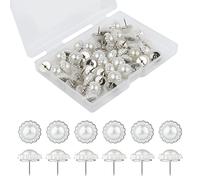100pcs Push Pins, Decorative Thumb Tacks Pearl Flower Shaped Plastic Pushpins Big Head Push Pins Map Thumb Nails with Steel Point for Cork Board Bulletin Board Map Note (White)