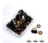 100pcs Push Pins with box Black Drawing Pins Decorative Thumb Tacks Round Head Drawing Pins for Map, School, Office and Bulletin Boards