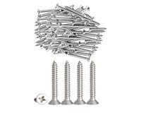 100pcs Qrity M4 x 30mm Stainless Steel Self Tapping Screws Phillips Flat Head Srews DIY Woodworking Screws (100PCS M4 x 30mm)