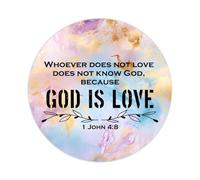 100pcs Quotes Round Stickers Whoever Does Not Love Does Not Know God Because God is Love Label Stickers Decals for Card Envelopes Seals Boxes Holiday Xmas Party Supplies 1.5in
