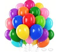 100Pcs Rainbow Balloon Bouquet, 12 Inch Assorted Colors Latex Balloons with 10 Vibrant Colors Rainbow Balloon for Birthday Party Decorations, Wedding, Baby Shower, Multicolour Balloon