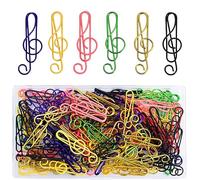 100Pcs Rainbow Music Paper Clips Assorted Colors Cute Metal Musical Notes Shaped Bookmark Clips for Party Invitation Card Gift Notebook Office Accessories Document Organization
