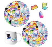 100pcs Rainbow Starry Sky Cat Stickers,Cute Stickers,Self-Adhesive Cartoon Space Cat Stickers,Kawaii Stickers,Waterproof,Suitable for Computers,Laptops,Scrapbooks,Diaries